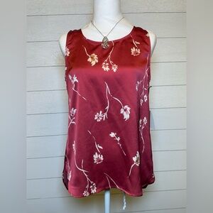 Halogen Women’s Red Floral Sleeveless Top Size Small NWT